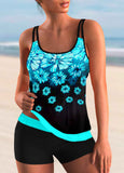 Printed Spaghetti Strap Tankini Set