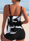 Printed Spaghetti Strap Mid Waist Tankini Set