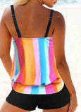 Rainbow Stripe Spaghetti Strap Tankini Set