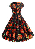 Orange & Black Halloween Creatures Fit & Flare Dress