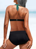 Splice color Halter Sexy Boho Bikinis Swimsuits - soofoom.com