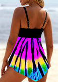 Ombre Print Asymmetric Hem Swimwear and Panty