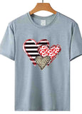 Heart Printed Cotton Short Sleeve T-Shirt