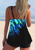 Colorful Printed Spaghetti Strap Tankini Set