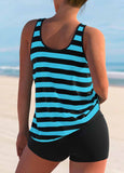 Wide Strap Striped Tankini Top