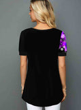 Floral Print Chiffon Stitched T-Shirt