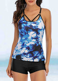 Retro Floral Printed Tankini  Set