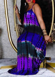 Tie Dye Print Spaghetti Strap Maxi Dress