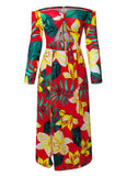 Floral Printed Hollow Out Split Dress - soofoom.com