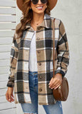 Plaid Print Buttoned Blouse Outerwear