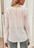 Lace Swiss Dot Crochet-Trim V-Neck Top