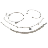 Silver Multi Layer Tassel Bracelet Set - soofoom.com