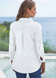 Lace Stitching Turndown Collar Blouse