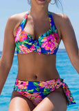 Halter Floral Bikinis Swimwear