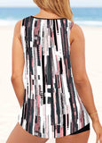 Geometric Print Wide Strap  Tankini Set