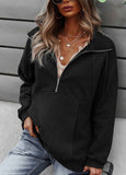 Quilted Patch Half Zipper Sweatshirt