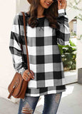 Plaid Printed Split Hem Top