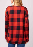 Lace Panel Plaid Long Sleeve T Shirt