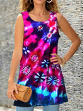 Multi Color Print Sleeveless A-line Skirt