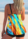 Tie Dyed Back Shirred Tankini Set