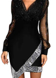 Mesh Panel  Sequin Detail Party Dress