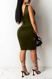 Bandage Pierced Sleeveless Solid Color Dress