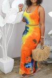 Tie Dye High Waist Two Piece Dresses