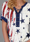 Women Flag Print Tie-up T-shirt