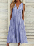 V Neck Cotton-Blend Casual Dresses