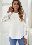 Crew Neck Lace Panel waffle top