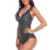 Polyester Dot One-piece Swimwear - soofoom.com