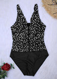 Dot Print Strap V-Neck Sexy One-piece Swimsuits - soofoom.com