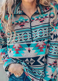 Bohemian Print Stand Collar Sweatshirt