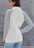 Button Asymmetric Hem Wrap Pullover Sweater