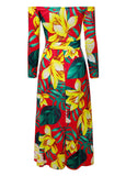 Floral Printed Hollow Out Split Dress - soofoom.com