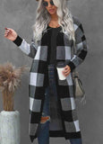 Plaid Board Games Pocketed Checkered Cardigan