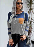 Stripe Pocket Long-Sleeve Top