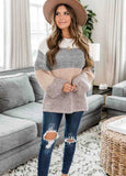 Round Neck Long Sleeve Contrast Sweater