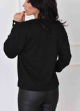 Solid V-Neck long sleeve button Top