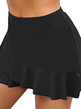 【Ships in 24 hours】Black High Waisted Layered Swim Skirt