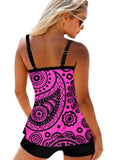 Paisley Print Purple Wide Strap Tankini Set