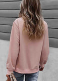 Pullover  Button  Solid Sweatshirt