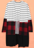 Colorblock Plaid  Striped  Printed Cardigan