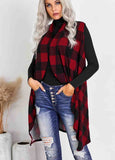 Plaid Asymmetric Sleeveless Cardigan