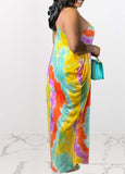 Halter Floral Print Spaghetti Strap Maxi Dress - soofoom.com