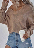 Knit Loose-Fit Notch Neck Sweater