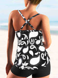 Strap Criss Printed Tankini Set