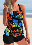 Print Colorful Tie Side Tankini Set