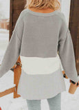 Splicing Buttoned Knitted Sweater