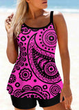 Paisley Print Purple Wide Strap Tankini Set